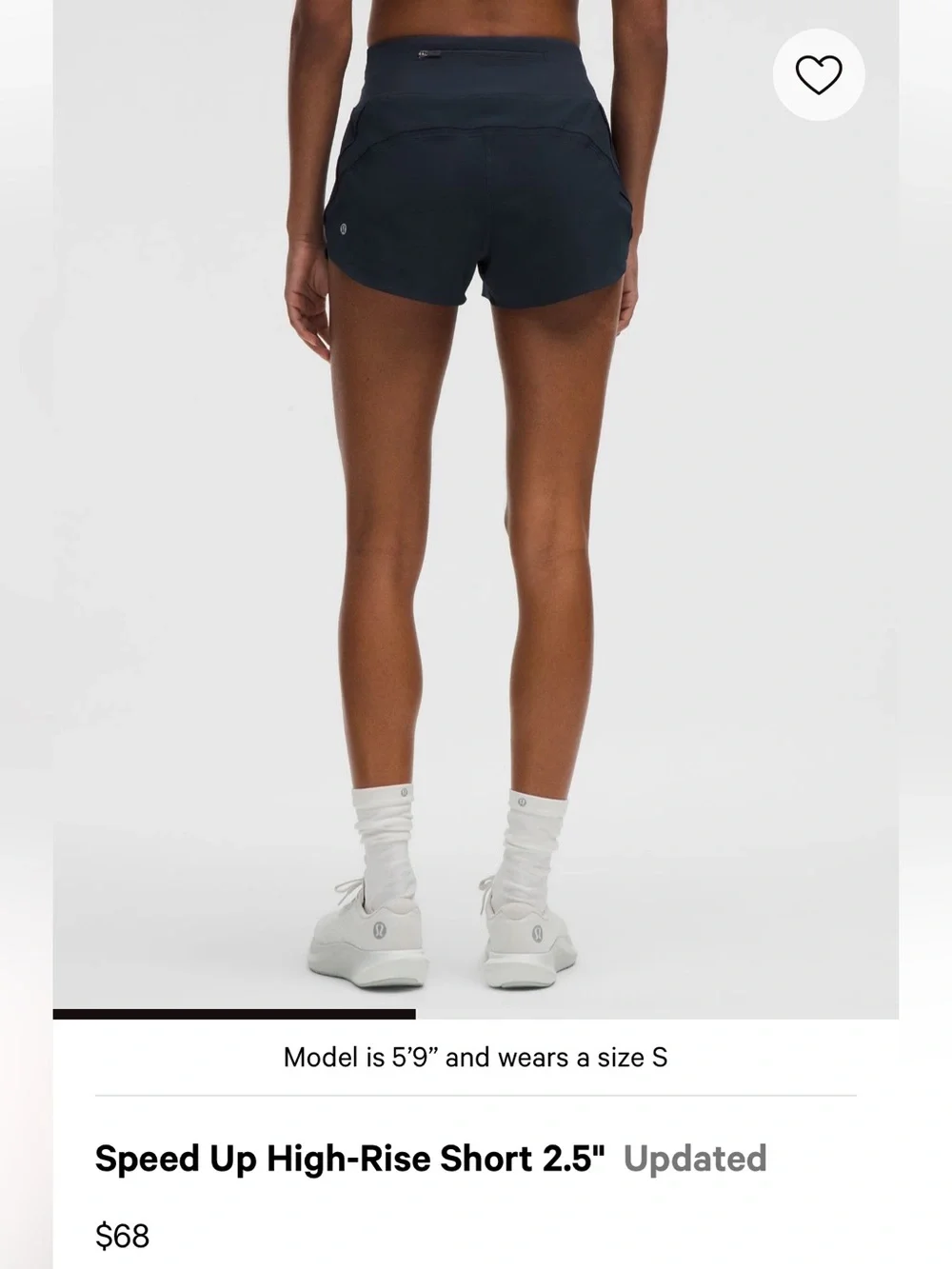 Lululemon speed up high rise shorts in True Navy 2.5” inseam